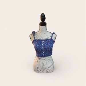 Patrons of Peace Blue Floral Crop Top